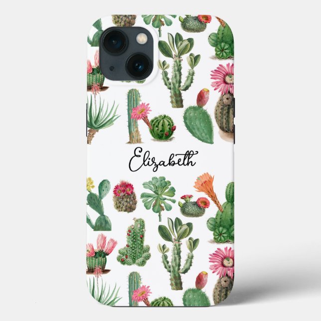 Farbige Aquarellkaktus und Sukkulenten Blume Case-Mate iPhone Hülle (Rückseite)