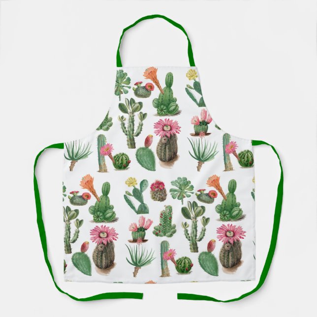 Farbige Aquarellkaktus und Sukkulenten Blume Schürze (Vorderseite)