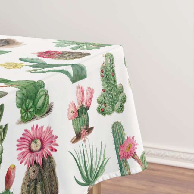 Farbige Aquarellkaktus und Sukkulenten Blume Tischdecke (Beispiel)