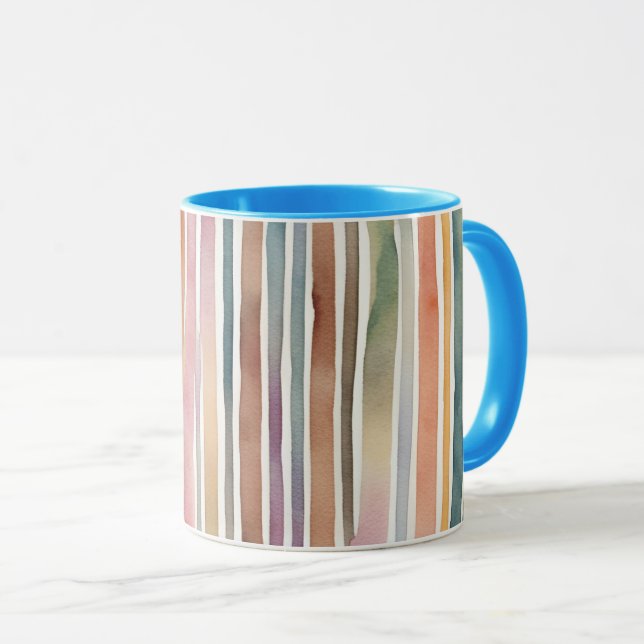 Farbige Aquarelllinien Tasse (VorderseiteRechts)