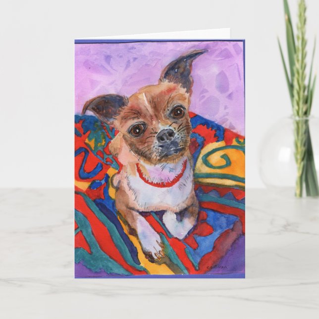 Farbige Aquarellmalerei auf Chihuahua Karte (Vorderseite)