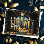 Farbige Aquarellmalerei Hanukkah Menorah Folien Feiertagskarte<br><div class="desc">Farbige Aquarellmalerei Hanukkah Menorah</div>