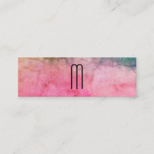 Farbige Aquarelltextur mit Monogramm Mini Visitenkarte