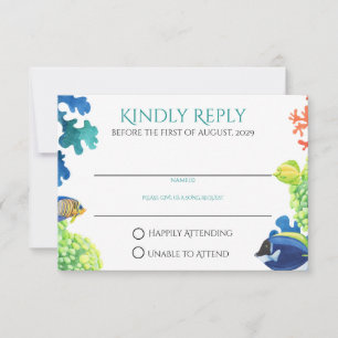 Farbige Aquarium-Reaktionskarte RSVP Karte
