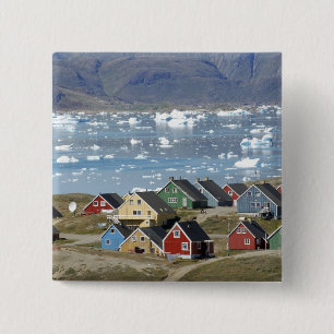 Farbige Architektur der Stadt, Narsaq, Button