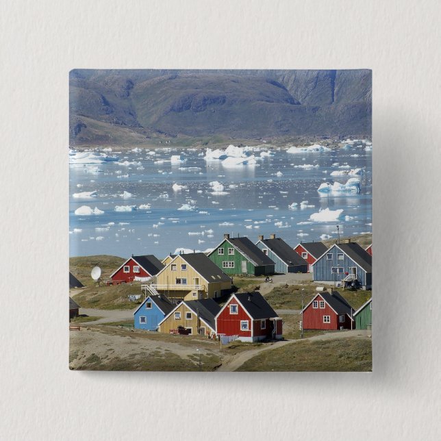Farbige Architektur der Stadt, Narsaq, Button (Vorderseite)