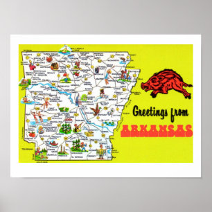 Farbige Arkansas Postkarten-Karten-Druck Poster