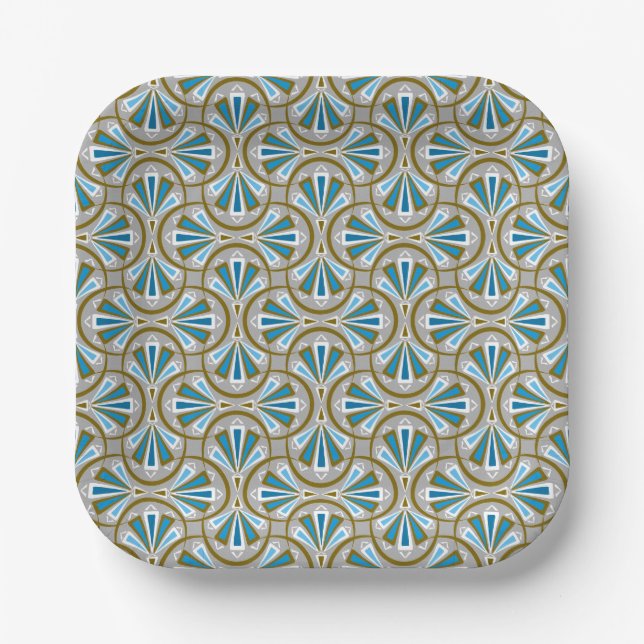 Farbige Art-Deco-Muster. Pappteller (Vorderseite)