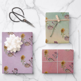 FARBIGE ART PALLET-BLUME GESCHENKPAPIER SET