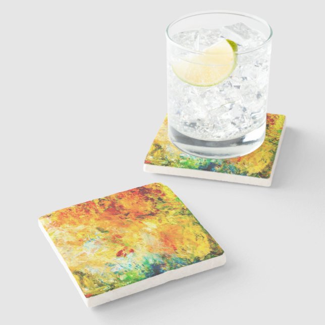Farbige Artist-Palette Steinuntersetzer (Seitenansicht)