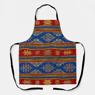 Farbige Ätnische Ornamente - blau und rot Schürze