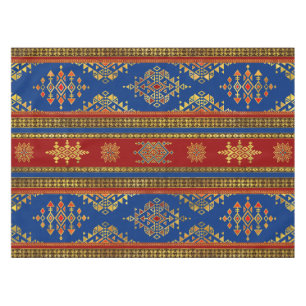 Farbige Ätnische Ornamente - blau und rot Tischdecke