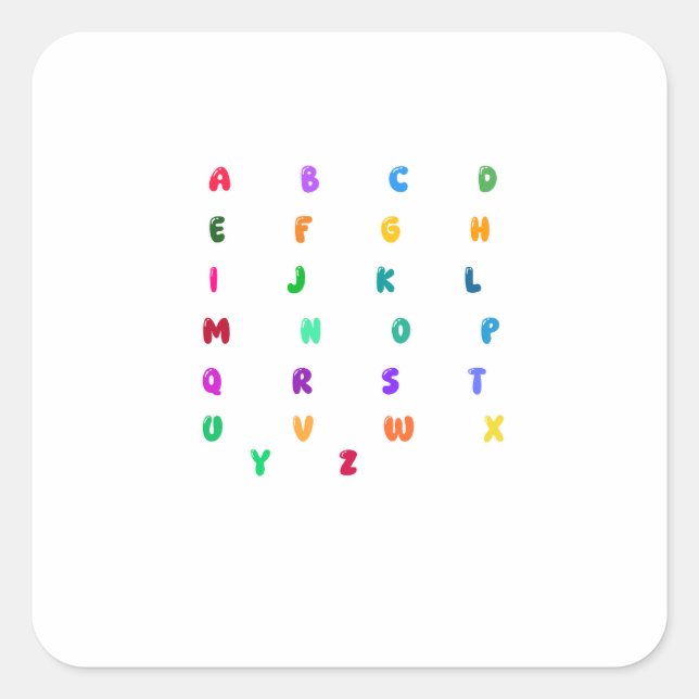 Farbige Aufkleber A-Z Letter Alphabet | Typografie (Vorderseite)