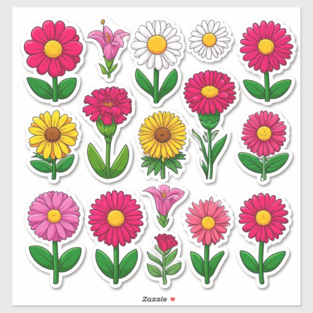 Farbige Aufkleber für die Blume von Cartoon (Blatt)