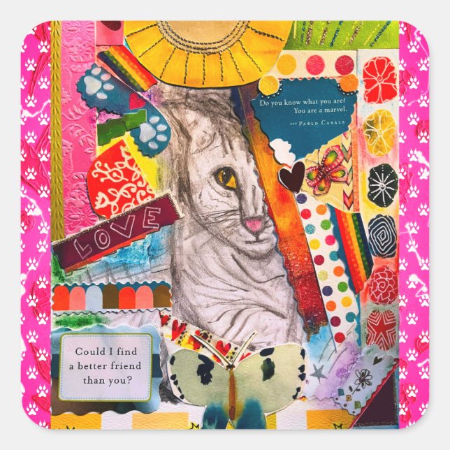 Farbige Aufkleber für die Collage-Collage-Katze mi (Vorderseite)