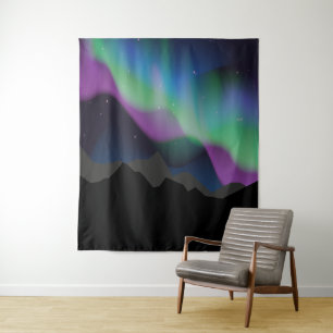 Farbige Aurora Nordlichter Wandteppich