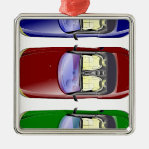 Farbige Autos Silbernes Ornament