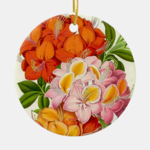 Farbige Azaleen in Rosa, Orange und Gold Keramikornament
