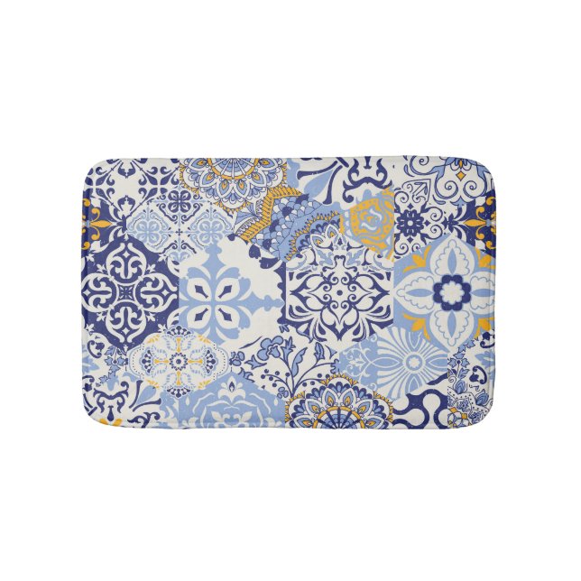Farbige Azulejos-Fliesen: handgezeichnet Muster. Badematte (Vorderseite)