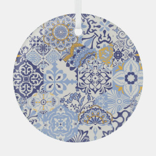 Farbige Azulejos-Fliesen: handgezeichnet Muster. Ornament Aus Glas