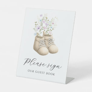 Farbige Baby-in-Blüte-Gästebuch-Babyparty-Schild Sockelschild