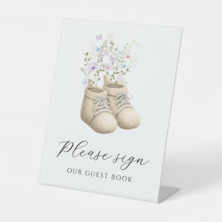 Farbige Baby-in-Blüte-Gästebuch-Babyparty-Schild Sockelschild