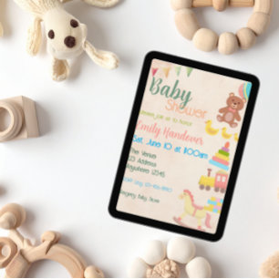 Farbige Babyspielzeug-Baby-Party Einladung