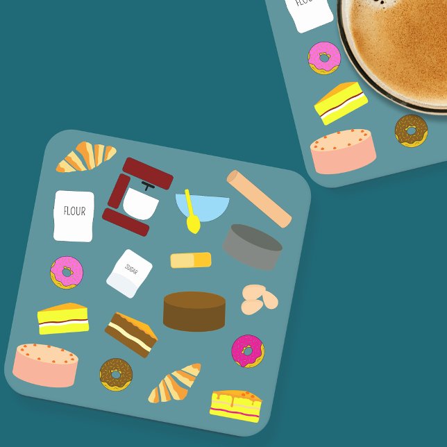 Farbige Backwaren und Backwaren Untersetzer (Baked Goods Paper Coaster)