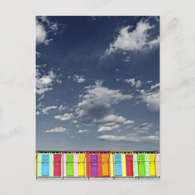 Farbige Badehütten nach Karte (Vorderseite)