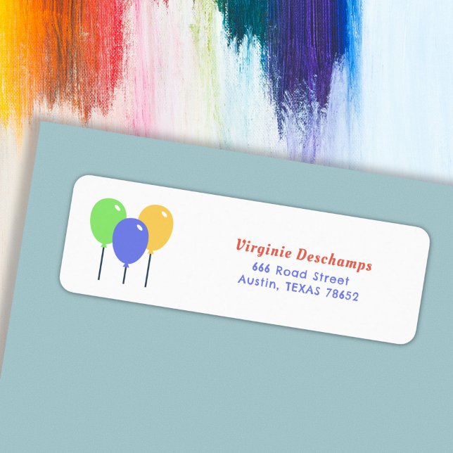 Farbige Balkone Rücksendeadresse (Colored Balloons Return Address Label)