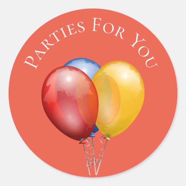 Farbige Ballons Party-Branding Runder Aufkleber (Vorderseite)
