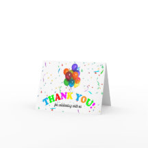 Farbige Balloons & Confetti Dankeschön Karte