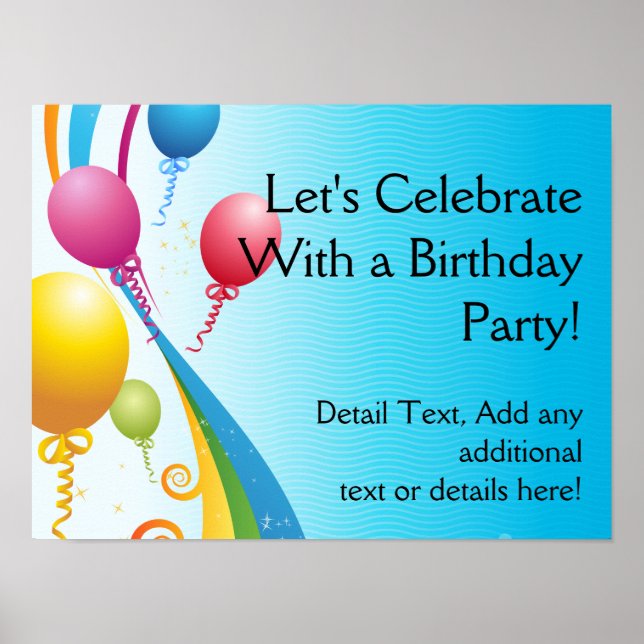 Farbige Balloons | Curly Ribbons Poster (Vorne)