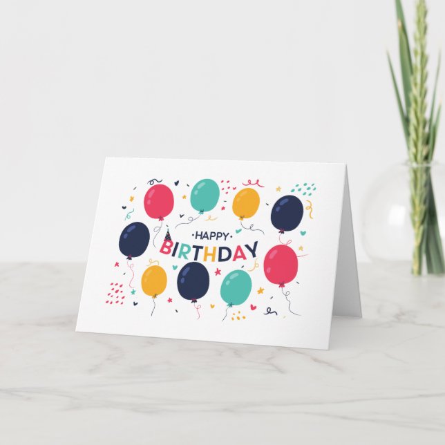 Farbige Balloons Geburtstagskarte Karte (Vorderseite)