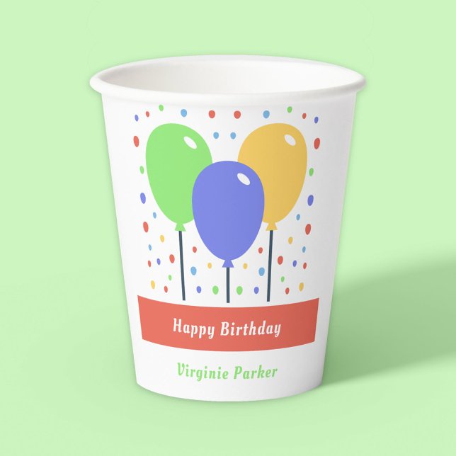Farbige Balloons Geburtstagskuppeln Pappbecher (Colored Balloons Birthday Paper Cups)