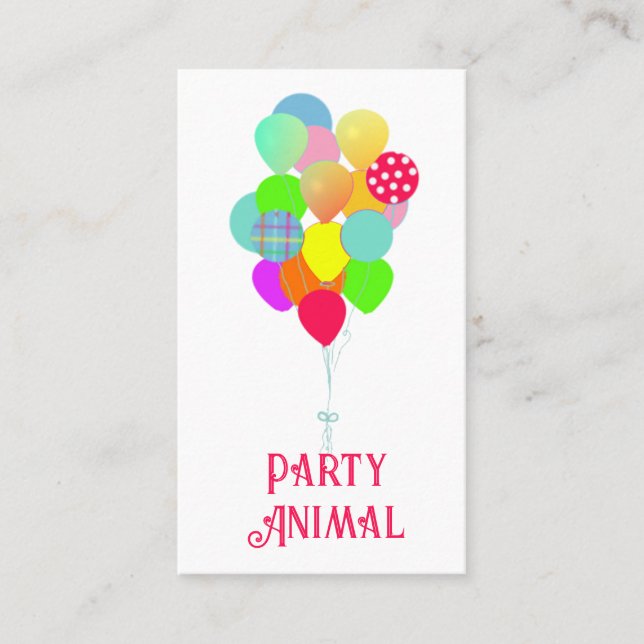 Farbige Balloons Party Planer Business Card Visitenkarte (Vorderseite)