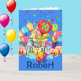 Farbige Balloons personalisieren das NAME AGE Gebu Karte