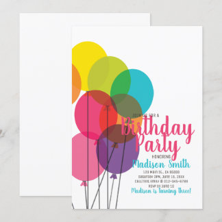 Farbige Balloons zum Geburtstag Einladung