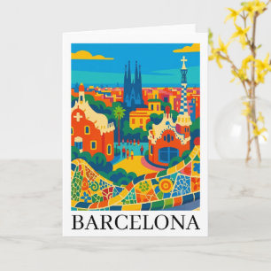 Farbige Barcelona Spanien Reise Sagrada Familia Karte