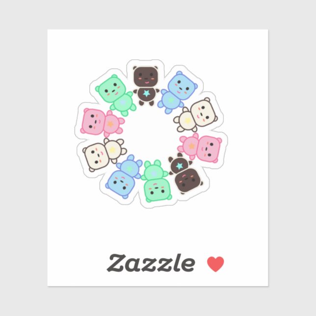 Farbige Bären Aufkleber (Blatt)