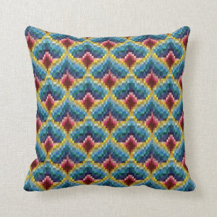 Farbige Bargello Stickerei Boho Chic Muster Kissen