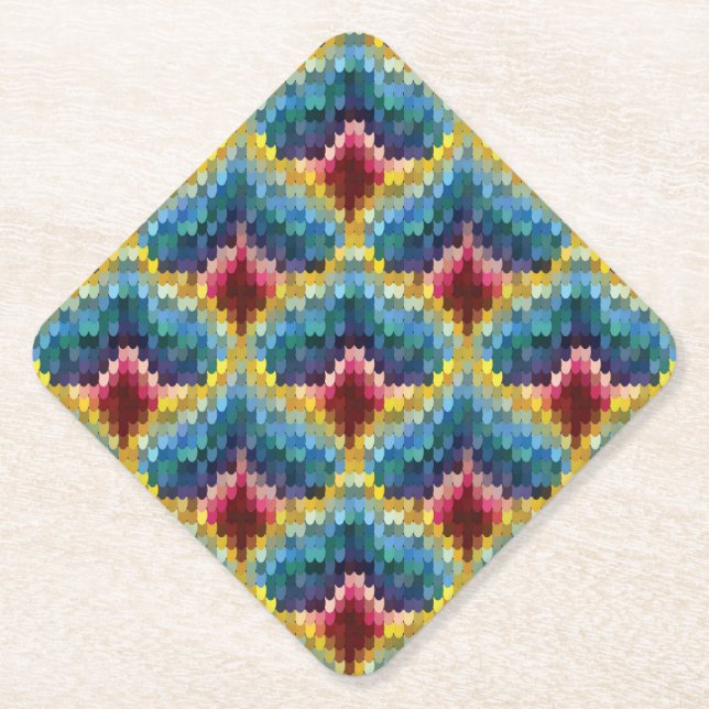 Farbige Bargello Stickerei Boho Chic Muster Untersetzer (Vorderseite)