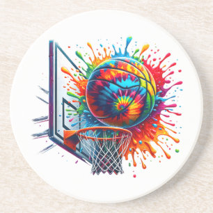 Farbige Basketball-Gefärbte Krawatte Basketballkor Getränkeuntersetzer