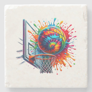 Farbige Basketball-Gefärbte Krawatte Basketballkor Steinuntersetzer