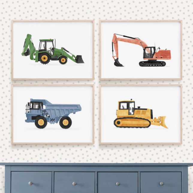Farbige Baufahrzeuge Boys Room Bilderwand Sets (Von Creator hochgeladen)