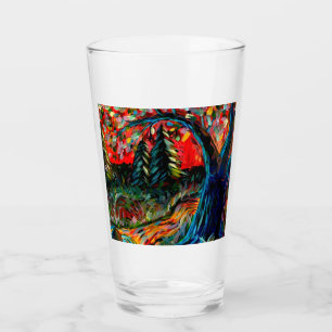 Farbige Bäume und Flussgemälde Glas