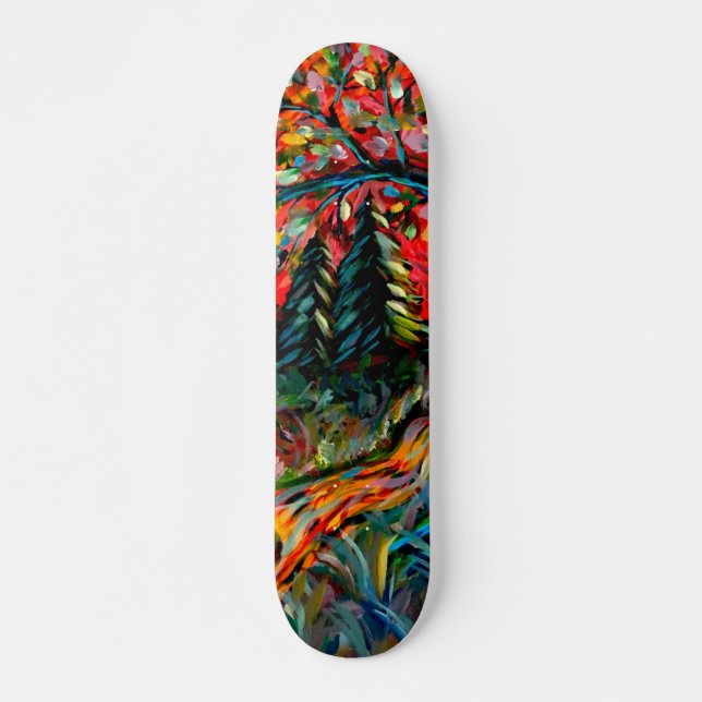 Farbige Bäume und Flussgemälde Skateboard (Vorne)