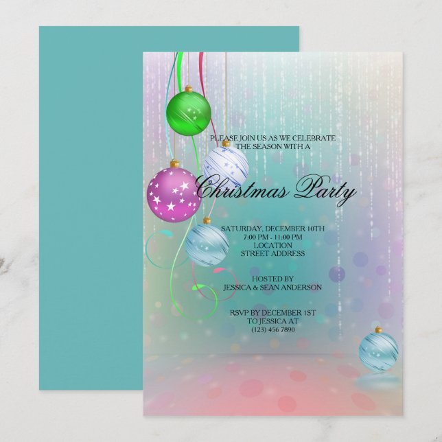 Farbige Bausteine & Dekorationen Weihnachtsgeschen Einladung (Vorne/Hinten)