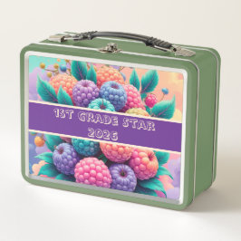 Farbige Beeren 1. Klasse Stern 2025 Metall Brotdose