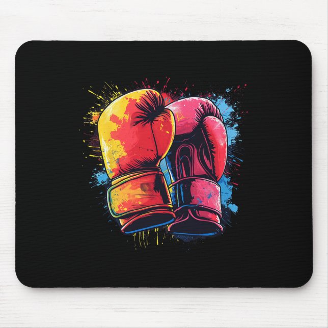 Farbige bemalte Boxhandschuhe beim künstlerischen  Mousepad (Vorne)
